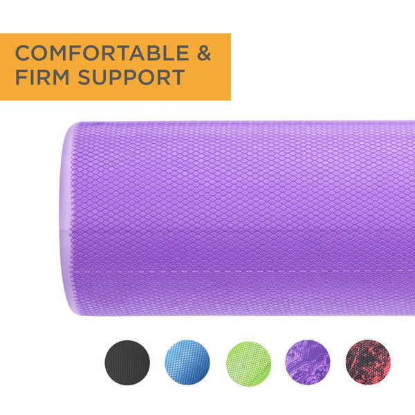 Maximo Fitness Foam Roller - Exercise Rollers for Trigger Point Self Massage and Muscle Tension Relief, 15cm x 45cm Massager for Back, Legs, Workouts, Gym, Pilates and Yoga, Purple