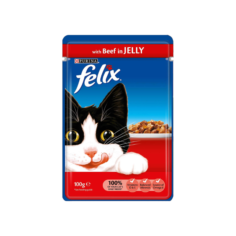 Felix Canned Cat Food Amazon Felix Pouch Beef In Jelly 100G |Fumba