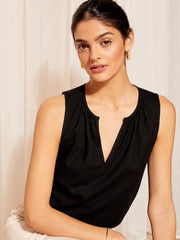 Friends Like These Black Swing Shell Vest Top with Linen