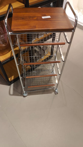 Kitchen Trolley Silver and Wood