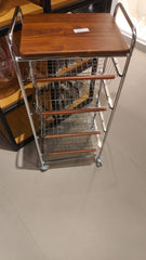 Kitchen Trolley Silver and Wood