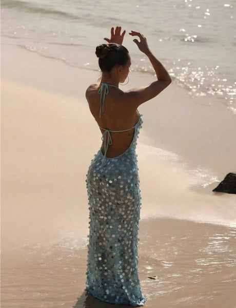 Backless Sequined Dress