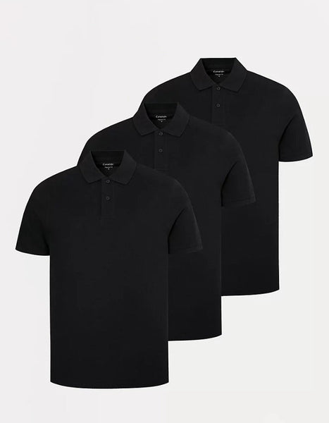 Black Regular Fit Short Sleeve Polo Tops 3 Pack