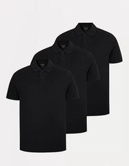 Black Regular Fit Short Sleeve Polo Tops 3 Pack