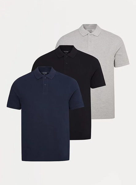 Short Sleeve Regular Fit Polo Tops 3 Pack