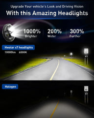 HWSTAR Pair New 1000% Brighter Anti-glare 7 Inch Led Headlights Round Compatible with Jeep Wrangler JK JKU TJ LJ Chevy Ford GMC Dodge Mazda Nissan VW Mack etc DOT w/Halo DRL H6024 Hi/Low Sealed Beam