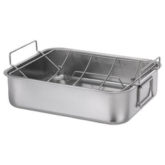 BAKTIDER, Roasting tin with grill rack, stainless steel, 40x32 cm