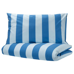 BARNDRÖM, Duvet cover and pillowcase, blue green/stripe pattern, 150x200/50x80 cm