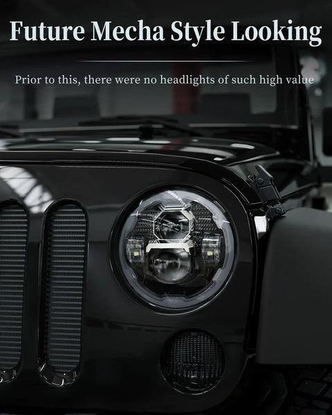 HWSTAR Pair New 1000% Brighter Anti-glare 7 Inch Led Headlights Round Compatible with Jeep Wrangler JK JKU TJ LJ Chevy Ford GMC Dodge Mazda Nissan VW Mack etc DOT w/Halo DRL H6024 Hi/Low Sealed Beam