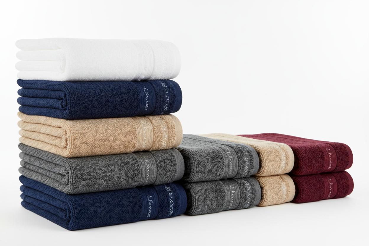 Color Bath Towels  600GSM  75 x150cm  100% Combed Cotton  Reactive Dyed make them appear the same size