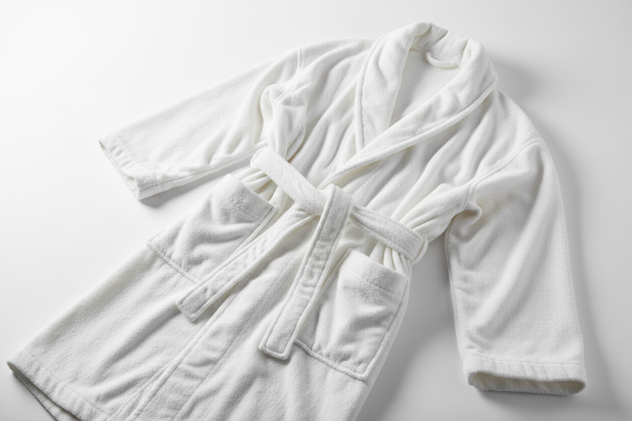 Cotton Bathrobe  XL  550GSM  Terry Inside  White