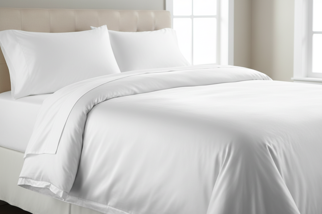 Duvet Cover  Twin  220TC  165 x 225cm  60/40 Poly-Cotton  Satin Finish  White