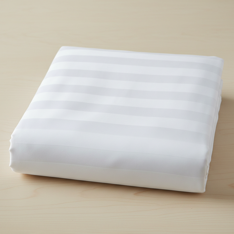 Duvet Cover  Twin  300TC  1cm Satin Stripe  165 x 225cm  60/40 Poly-Cotton  Satin Finish  White