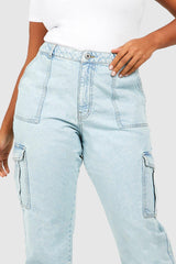 BOOHOO PLUS BASICS CARGO POCKET JEANS