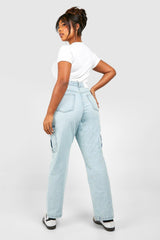 BOOHOO PLUS BASICS CARGO POCKET JEANS