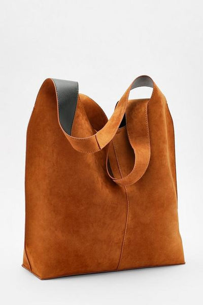 BOOHOO SUEDETTE SLOUCH TOTE BAG