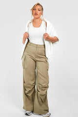 BOOHOO PLUS RUCHED DETAIL CARGO TROUSER