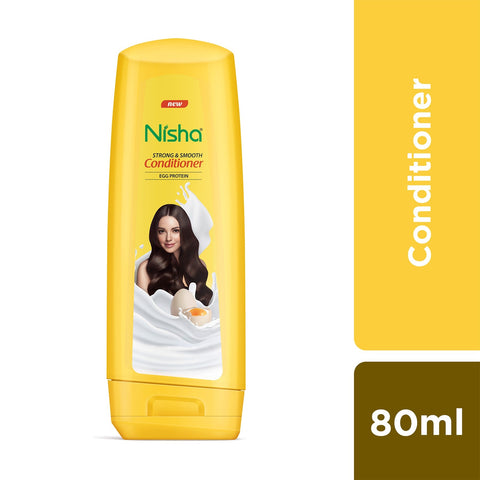 Nisha Conditioner for Women & Men - Strong & Smooth, 80ml Tube, Enriched with Egg Protein, Boosts Strength & Shine, Conditions & Nourishes Hair, Repairs Damaged Hair, Reduces Frizz & Tangling