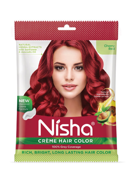 Nisha Creme Hair Color for Women - Mahogany, 20g+20ml pouch, Long-lasting, 100% Grey Coverage Permanent Hair Colour for Soft, Shiny, Healthy Hair 40 GM