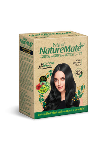 Nisha Naturemate Natural Henna Based Hair Color 60g - Original Black | Ammonia-Free, PPD & Resorcinol Free | Enriched with Henna Herbs for Nourished, Healthy Hair Colour 60 GM
