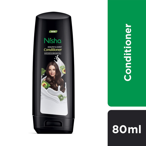 Nisha Conditioner for Women, Healthy & Shiny Formula with Avocado & Brahmi Oils, Nourishes & Softens Hair, Restores Natural Shine & Softness, Conditioner for Dry and Frizzy Hair, 80 ML Tube