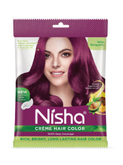 Nisha Creme Hair Color for Women - Wine Burgundy, 20g+20ml pouch, Long-lasting, 100% Grey Coverage Permanent Hair Colour for Soft, Shiny, Healthy Hair 40 GM