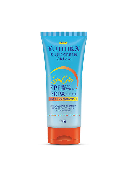 Yuthika Sunscreen Lotion SPF 50 PA+++ 80g | High Protection, Non-Greasy Formula, UVA & UVB Protection for all Skin Types 80 GM
