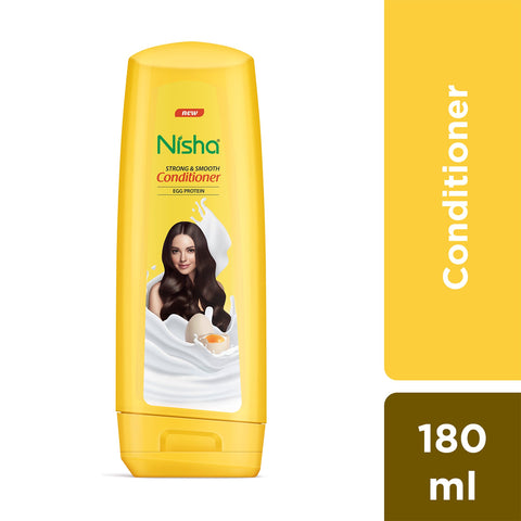 Nisha Conditioner for Women & Men - Strong & Smooth, 180ml Bottle, Enriched with Egg Protein, Boosts Strength & Shine, Conditions & Nourishes Hair, Repairs Damaged Hair, Reduces Frizz & Tangling