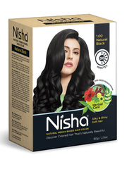Nisha Henna Based Hair Colour for Women & Men Natural Black, 60g | 100% Pure Henna-Based Powder | Long-Lasting Herbal Formula | Reduces Hair Fall & Damage | Ammonia-Free 60 GM