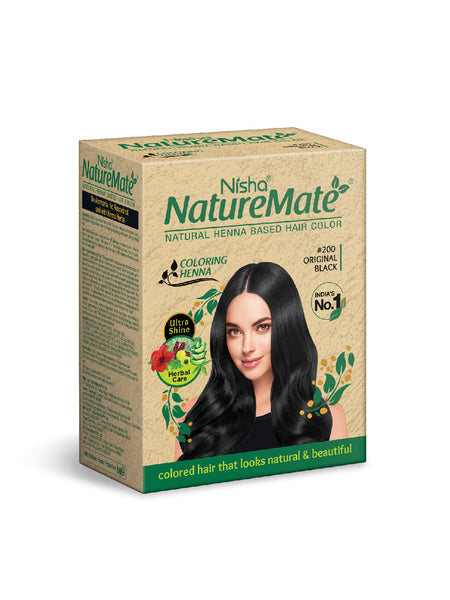 Nisha Naturemate Natural Henna Based Hair Color 60g - Original Black | Ammonia-Free, PPD & Resorcinol Free | Enriched with Henna Herbs for Nourished, Healthy Hair Colour 60 GM