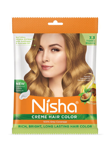Nisha Creme Hair Color for Women - Honey Blonde, 20g+20ml pouch, Long-lasting, 100% Grey Coverage Permanent Hair Colour for Soft, Shiny, Healthy Hair 40 GM