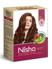 Nisha Henna Based Hair Colour for Women & Men Red Brown 90g | 100% Pure Henna-Based Powder | Long-Lasting Herbal Formula | Reduces Hair Fall & Damage | Ammonia-Free 90 GM