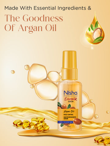 Nisha Hair Serum EverSilk Argan Oil Serum 100ml - Hair Serum for Dry Frizzy Hair, Hair Serum for Women & Men, Serum for Hair Smoothing