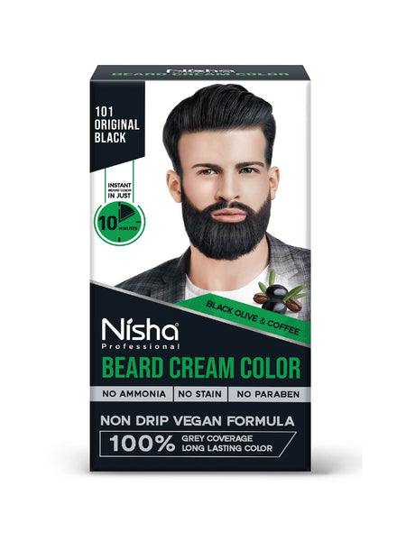 Nisha Beard Colour for Men (120gm) - Orginal Black, No Stain & Quick color in 10 Minute, Complete Grey Coverage, Long-Lasting beard Color, Ammonia-Free, Paraben-Free (1 Pack)