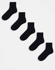 Black 5-Pack Terry Sole Ankle Socks