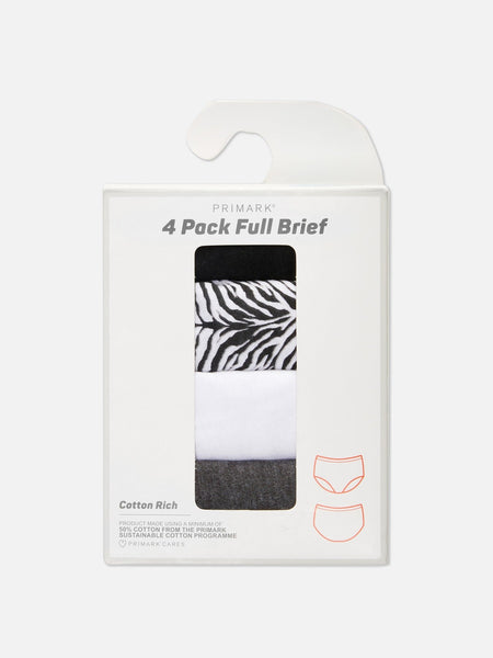 4-Pack Full Briefs - White/Black