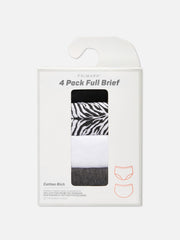 4-Pack Full Briefs - White/Black