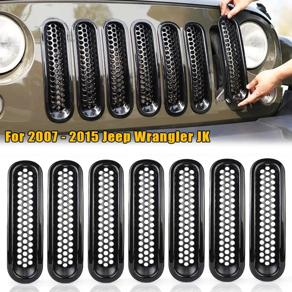 7-Piece Gloss Black Grille Insert Set for Jeep Wrangler JK