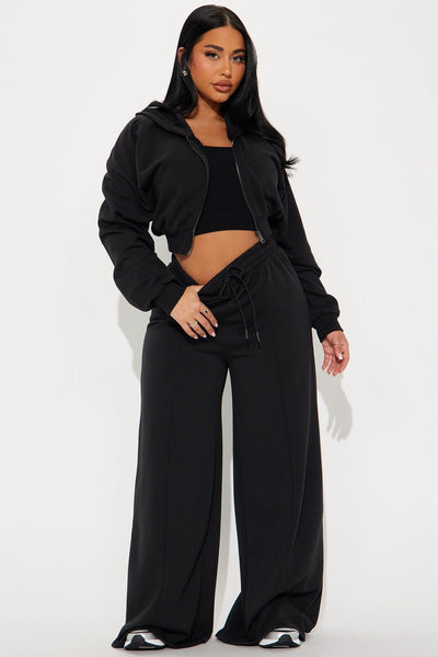 Savannah Fleece Pant Set - Black