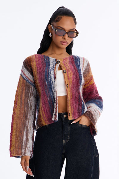 Bonfire Air Abstract Cardigan - Multi Color