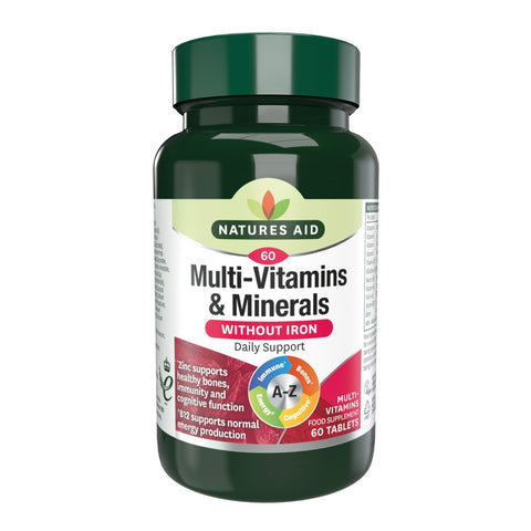 Natures Aid Multi-Vitamins & Minerals Without Iron - 60 Tablets
