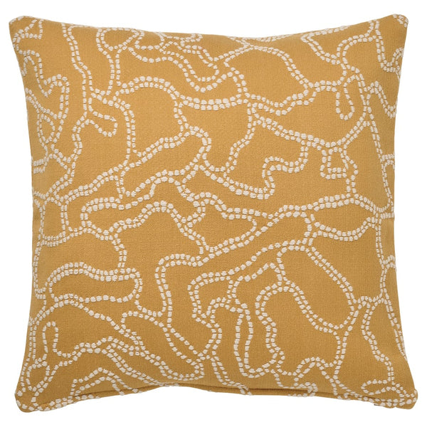GULDFLY Cushion cover, dark yellow/off-white