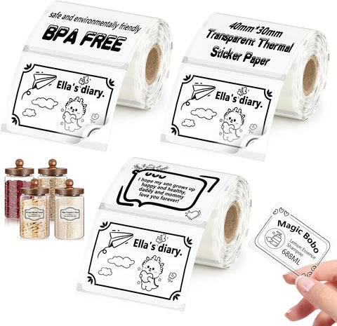 3PCS Thermal Labels for SUPVAN T50M Pro Maker Machine Phomemo M220 M200 M221 M110,MUNBYN Printer, 1.57'' x 1.18'' (40x30mm) Thermal Sticker Label, Waterproof Address Label Paper