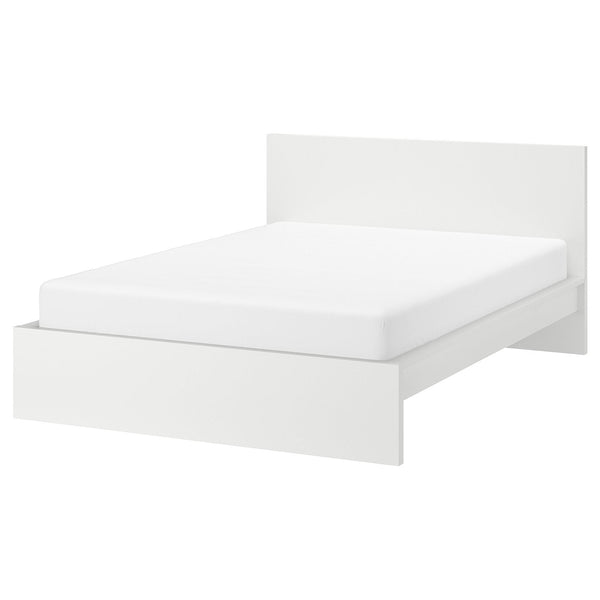 MALM, Bed frame, high, white/Luröy, Standard Double
