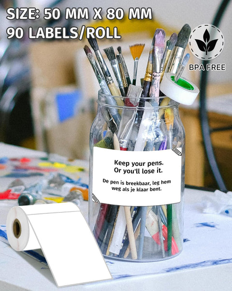 iEager M110 Thermal Labels, 1.97"x3.15" (50x80mm) Label Stickers Self-Adhesive Sticker for M120/M110/M110s/M200/M220 Label Maker, 90 Stickers/Roll, White