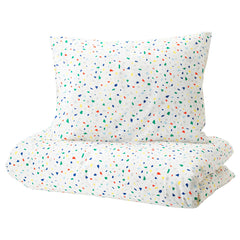 MÖJLIGHET, Duvet cover and pillowcase, white/mosaic patterned, 150x200/50x80 cm