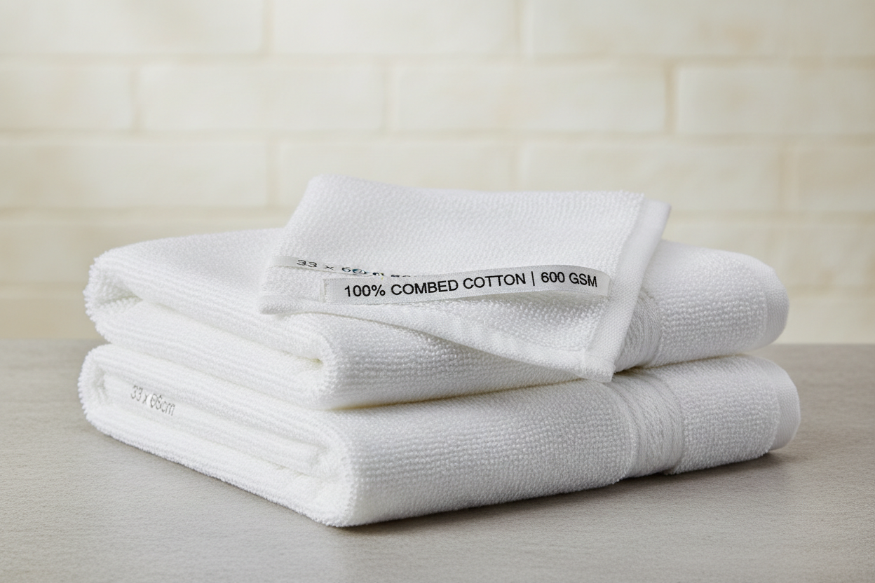 One white Bidet Towel  600GSM  33 x 66cm  100% Combed Cotton