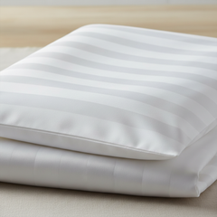 Pillowcase  300TC  1cm Satin Stripe  50 x 70cm  60/40 Poly-Cotton  Satin Finish  White