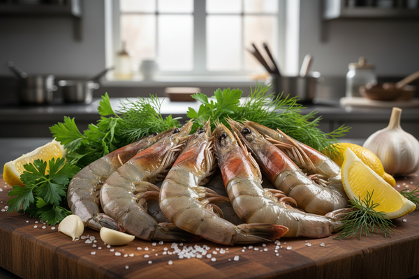 raw Jumbo Prawns in a culinary setting