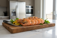 RAW King prawns IN A culinary SETTING